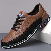 Temu Men's Fashionable Lightweight Leather Shoes, Sizes 48-53, All-Season, Versatile Lace-up Design. 48