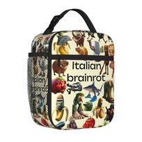Italian Brainrot Funny AI Meme Tote Insulated Lunch Bag Tung Sahur Handheld Food Bags Leakproof Cooler Thermal Picnic Large Size One Size