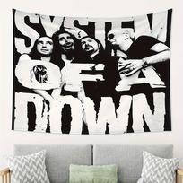 1pc System Of A Down Retro Metal Tapestry 2D Print Polyester Wall Hanging Nu Metal Band Wall Art for Bedroom Living Room Idea 100X70CM white