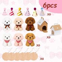 6-36Pcs 4.7Inch Puppy Stuffed Animals Bulk Adopt A Puppy Party Favors Kids Birthday Stuffed Dogs gifts with Card Hat Paper Boxes
