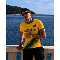 Vasaros Australijos Geltonos Žalios Teptuko Braukimo Futbolo Marškinėliai, Per dideli Greitai Džiūstantys Kvėpuojantys T-marškiniai Nacionaliniam Gerbėjui Gatvės Apranga S orange