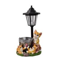 Hand-Painted Resin Outdoor Figurine Light Dual-Use Flowerpot Garden Sculpture Lamp  Patio Lighting style1