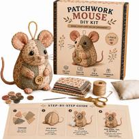 Step by Step Guide Patchwork Mouse Kit Pre Cut Fabric Mouse Sewing Kit  Craft Learning A
