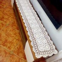 100% Medvilnė Rankų Darbo Nertas Gėlių Nėriniais Stalo Bėgikas Stačiakampis Kavos Stalas Komoda Dekoras 40x120cm gray