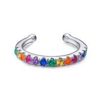Modian 1 PCS Ear Cuff Real 925 Silver Rainbow Zirconia Elegant Fashion Clip Earrings For Women Statement Jewelry Gifts white