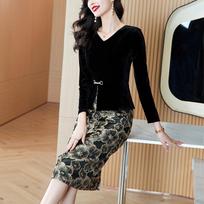 Dress early autumn new temperament thin splicing fake two-piece skirt women's spring and autumn M juoda