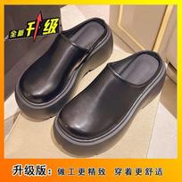 Thick-soled lazy Muller cool slippers heighten shorty music single shoes 2025 autumn new bag head half slippers women's outer wear 35