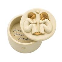 Forever Friends Resin Keepsake Box Hand-Painted Friendship Gift Box Mother Daughter Jewelry Storage Box Women Friends Gift A