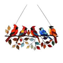 Yousheng Colorful Birds Sun Catcher Acrylic Hanging Ornament Stained Glass Style Suncatcher Bird Lovers Gift for Home Window Decor Garden Porch D