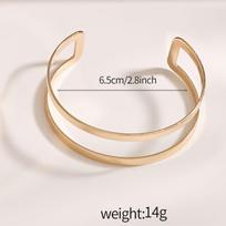 Minimalist Geometric Gold Double-Layer Wide Bangle for Women