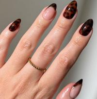 New manicure nail film European and American Spice Girls style leopard print smudge design French short almond nail wearing armor Free jelly glue + rubbing strips