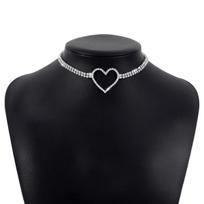 Women European Minimalist Light Luxury Design Clavicle Choker Full Rhinestone Heart Sweet Personality Necklace For Women balta