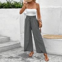 Women's Palazzo Pants Floral Wide Leg Trousers Summer Beach High Pants M juoda