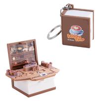 1Pc Fold Book Keychain 3D Dinosaur Castle Popup Keyring Anxiety Stress Relief Children Kids Toy Christmas Gift