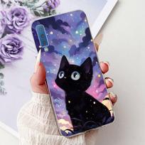 Skirta Samsung Galaxy A7 (2018 m) Dėklas Mielas Katukas Madingas Dažytas Dangtelis Minkštas Silikoninis Dėklas Samsung A7 A750F 2018 Fundas Samsung A7 2018 gray