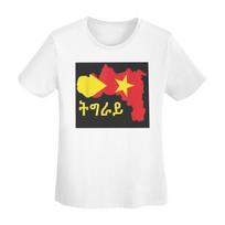 Tigrajaus Vėliava Etiopijos Marškinėliai Moteriški Trumpomis Rankovėmis O-kaklo Drabužiai Medvilniniai Vasaros Marškinėliai Streetwear S black