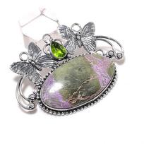 Natural Purpurite, Peridot 925 Sterling Silver Jewelry Pendant 1.77  ETC-8500 gray