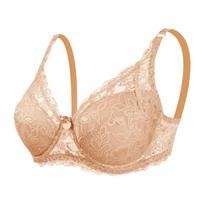 Women's Push-Up Bra with Embroidered Lace and Adjustable Straps 36/80 smėlis