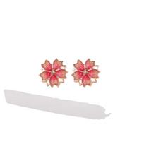 Korean-Japanese Cherry Blossom Resin Stud Earrings: High-End Silver Imitation Fashion for Women raudona