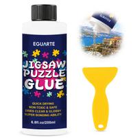 Puzzle Glue 200ml Quick Drying Clear Sealer with Applicator for Jigsaw Puzzles Painting Photo Fabric Art Craft Preservation yellow