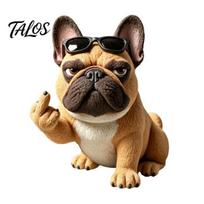 Bulldog Desk Ornament Funny Middle Finger Statue Resin Cute Animal Figurine for Office Decoration Desktop Car Decor Gag Gifts Dog Lovers Dog