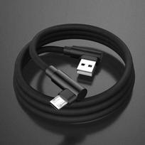 L tipo lenktas pintas USB laidas, skirtas iPhone Samsung L Huawei L greito įkrovimo laidas Micro C tipo USB laidas 0.35M Micro USB juoda