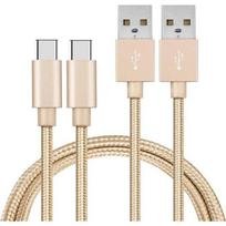 Cable USB-C pour Xiaomi Mi 11 - Mi 11 LITE - Mi 11 LITE 5G - Cable chargeur Type USB-C Nylon Tressé Or 1 Mètre [LOT 2] Phonillico® auksas