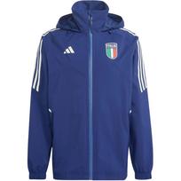 Adidas Performance Italija Condivo 22 Lietaus striukė Dryžuota Patogi Kvėpuojanti Su gobtuvu Futbolo marškinėliai Vyriška striukė Tamsiai mėlyna HS9841 S