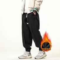Winter men's overalls retro wide-leg casual trend leggings fleece thickened loose versatile trousers S juoda
