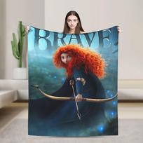 Brave Merida Princess Blanket Fleece Decoration Archery Cartoon Movie Multifunction Lightweight Throw Blankets for Car 30x40in gray