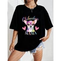 Chihuahua Mama T Shirt White Rainbow Chihuahua Dog Print With Hearts And Text For Casual Wear And Pet Lovers S juoda