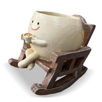 Creative Rocking Chair/Swing Face Planter Pot Flower Pot Cute Resin Head Planters Home Garden Supplies for Indoor Outdoor Plants