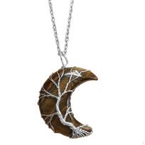 Moon Pendant Necklace Resin Spiritual Quartz Gemstone Jewelry H