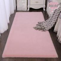 Gray Faux Rabbit Fur Short Pile Rug - Ideal for Bedroom, Bedside, and Balcony 50x150 cm rožinė