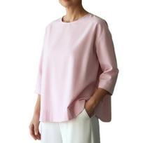 Women Tops Loose Fit Back Slit Design Summer Blouse Round Neck 3/4 Sleeve Work Party Office Casual Tops Daily Wear M šviesiai rausvos spalvos