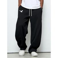 Men Bird Print Drawstring Sweatpants Loose Wide Leg Casual Sport Trousers For All Season Daily Wear S juoda