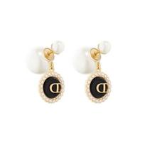 Dior Raidės Logotipas Dervos Karoliukas Metaliniai Auskarai Moteriški Auskarai Juodi E3070WOMVE F,Black-Box/Dust Bag Random Shipment beige