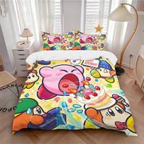 3pcs bedding set Kirby Party Includes 1 Comforter+2 Pillowcases, Without Pillow Inserts, Soft Comfortable, Lightweight Breathable239 135x200cm white