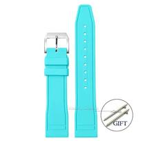 Rubber Strap for IWC Watchband for Big Pilot for Portugieser Women Men Quick Release Waterproof Sport Watch Band 20mm 21mm 22mm 20mm&no logo šviesiai mėlyna spalva