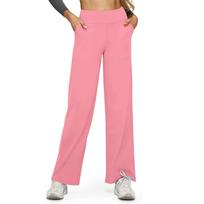 Women High Waist Wide Leg Lounge Pants Stretchy Soft Fabric Relaxed Fit with Pockets for Daily Wear Yoga Travel XL rožinė