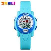 Skmei Multi-Color Digital Waterproof Sports Watch for Kids - Christmas Gift šviesiai mėlyna spalva