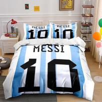 Blue and White Messi Number 10 Bedding Set Bedding set (1 duvet cover, 2 pillowcases, duvet not included) 135x200cm