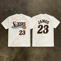 Philadelphia 76ers Basketball Jersey Cotton T-shirt James Size 23 Short Sleeved Men Women Oversized Training Sports Jersey Female Male Clothing 4XL