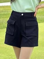 Twenis Hall Women'S Cargo Elastic Out-Pocket Shorts [Black] Black/S