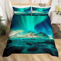Nature Landscape Duvet Cover Sunset Comforter Cover Lake Landscape Bedding Set Polyester Spring Flower Bedspread Cover King Size EU single(135x200cm)