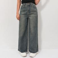 Puffanpop Women's Wide Leg Jeans High Waisted Denim Pants Loose Straight Boyfriend Jeans Plus Size Office Work Casual Denim Trousers XS mėlyna