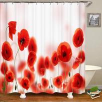 Cute Floral Print Shower Curtain with Hooks, Waterproof & Mildew-Resistant Bathroom Partition, Weighted Bottom 90X180CM