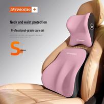 Premium Car Neck & Lumbar Support Pillow - Headrest Cushion for Comfort & Protection One Headrest [Upgraded Design] beige