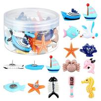 36Pcs Plastic Ocean Theme Thumbtacks Safe Design Push Pins with Storage Box for Wall Decorations School and Office Use 1