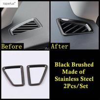 Car Dashboard Air AC Conditioning Vent Outlet Frame Cover Trim For Skoda Kodiaq 2017 -  Stainless Steel Accessories Interior Black Brushed